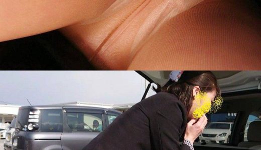 会社の同僚、社用車片付け中にパンチラ撮影！