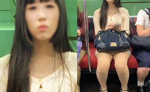 タイトすぎてスカートからパンツがうっすら透けている黒髪美女（其の三）