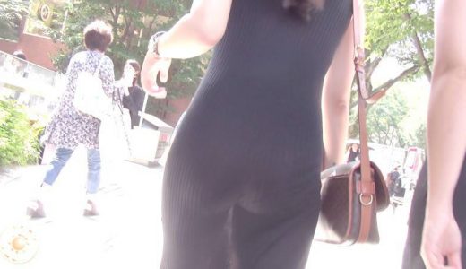 【FHD高画質】光の照り返しでお尻の形くっきり 黒ワンピ
