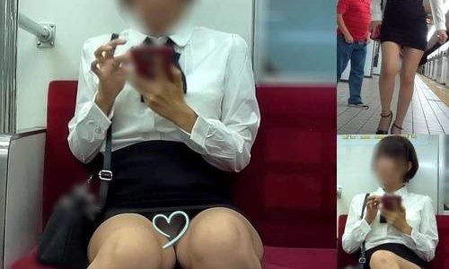 【電車対面パンチラ26】☆三角ゾーン観察記録/ネクタイリボンOLの純白！