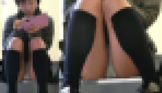 警備員にバレた緊迫の瞬間！女子学生が無防備M字開脚パンツ丸見え盗撮動画