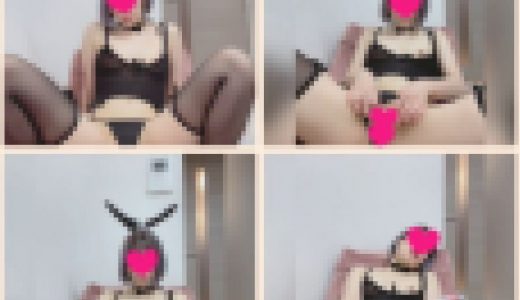 【バニーガール】イキまくり//喘ぎ声まで可愛いパイパン美女の自撮りオナ（mp4）