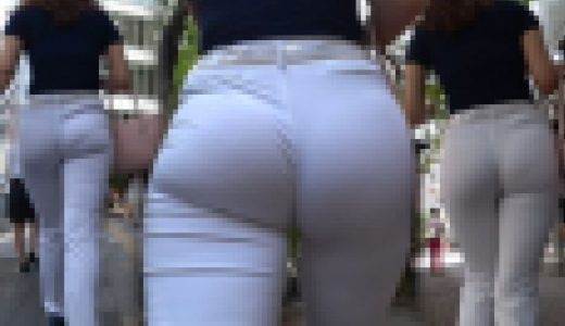 【高画質】長身美女のくねる尻肉！！もはや白スーツパンツ姿で歩くだけで金メダル♪
