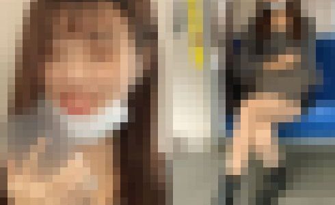 スマホを眺めてニヤニヤするスケベそうな女子大生（其の一）