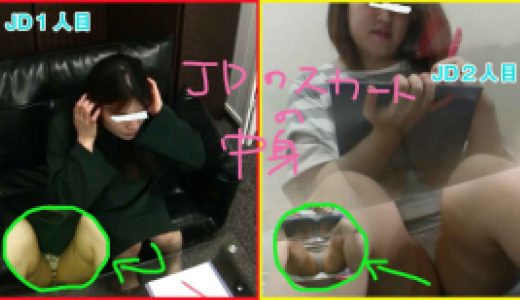 【面接で盗撮⑬】女子大生×２人 むっちり生足と丸見えパンツ
