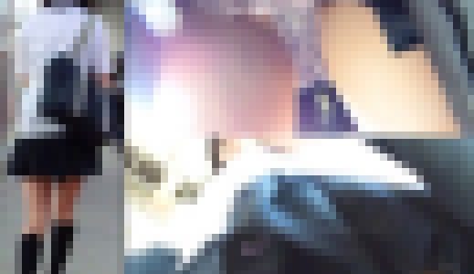 【制服女学生電車内での盗撮Pチラ】下着からお腹まで丸見え盗撮動画
