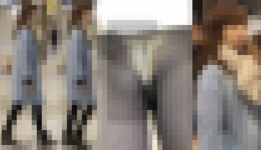 4K bombF004 水色コートの激カワJDちゃん黄色のサテンP　エスカめくり