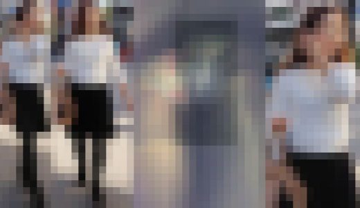 4K bomb536 色白美肌お姉さんのドット花柄パンティ　階段めくり