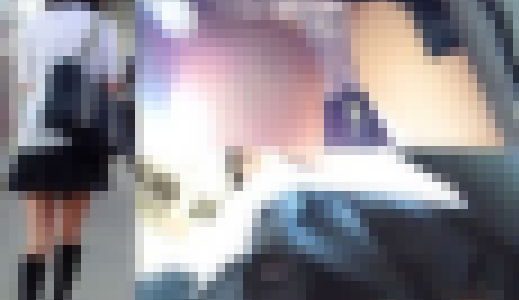 【制服女学生電車内での盗撮Pチラ】下着からお腹まで丸見え盗撮動画