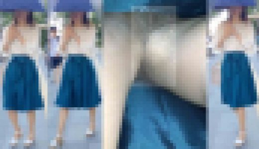 4K bomb739 色白スレンダーOLさんのスト越し黒パンティ　エスカめくり