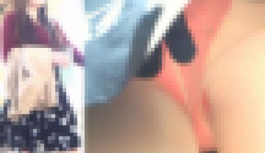 [★新作][★顔出し]パンチラ盗撮 かわいいモデル系ギャル オレンジ色パンツを接近撮影