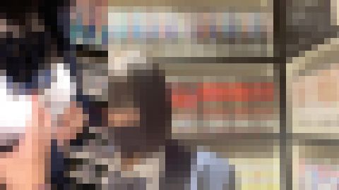 ☆巨乳制服女子本棚痴漢☆顔撮影あり