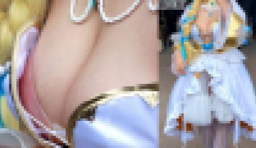 【乳輪露出♡】デカパイ美人レイヤーのハプニング！胸元露出と股間露出で股間も囲みもヒートアップ【股間♡】