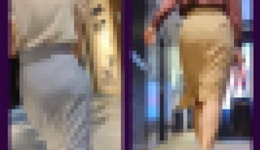 ベージュと水色のロングタイトスカートOL2本だて！