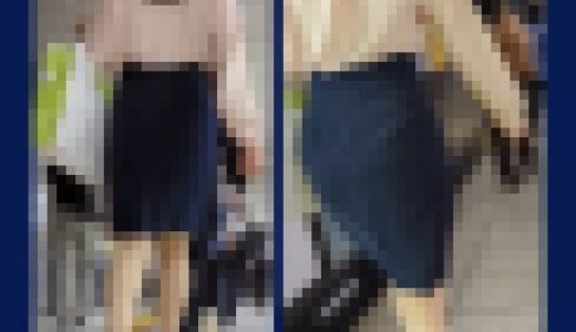 紺色タイトスカート&ピンクブラウスのOLさん
