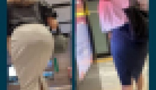 圧倒的ボリュームを見せつけるタイトスカートOLさんお二人！