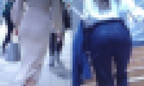 スタイル抜群の清楚系美女のタイトワンピと美人OLがタイトスラックスで歩く姿(2名収録)