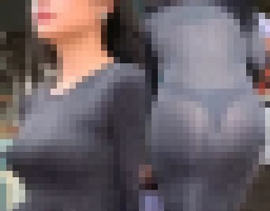 高画質 透け尻タイトワンピの巨乳さん