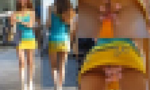【スレンダーな生脚ミニスカお姉さんのTバックを逆さ撮り！】