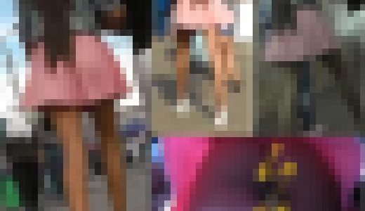 【パンチラ盗撮！】隣に彼氏がいるデート中の長拭馞女のミニスカ内を大胆逆さ撮り！！